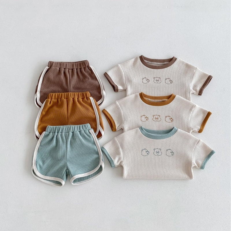 【BABY】夏新作 ワッフルくまセットアップSK091605