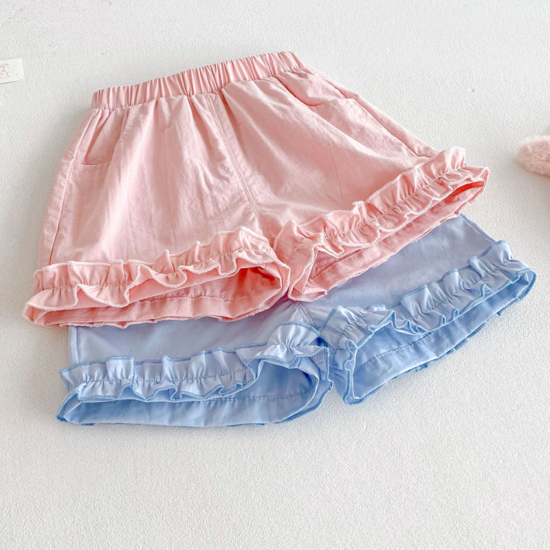 【BABY&KID】夏新作 ニットフリル袖Tシャツ、ョートパンツSK080615