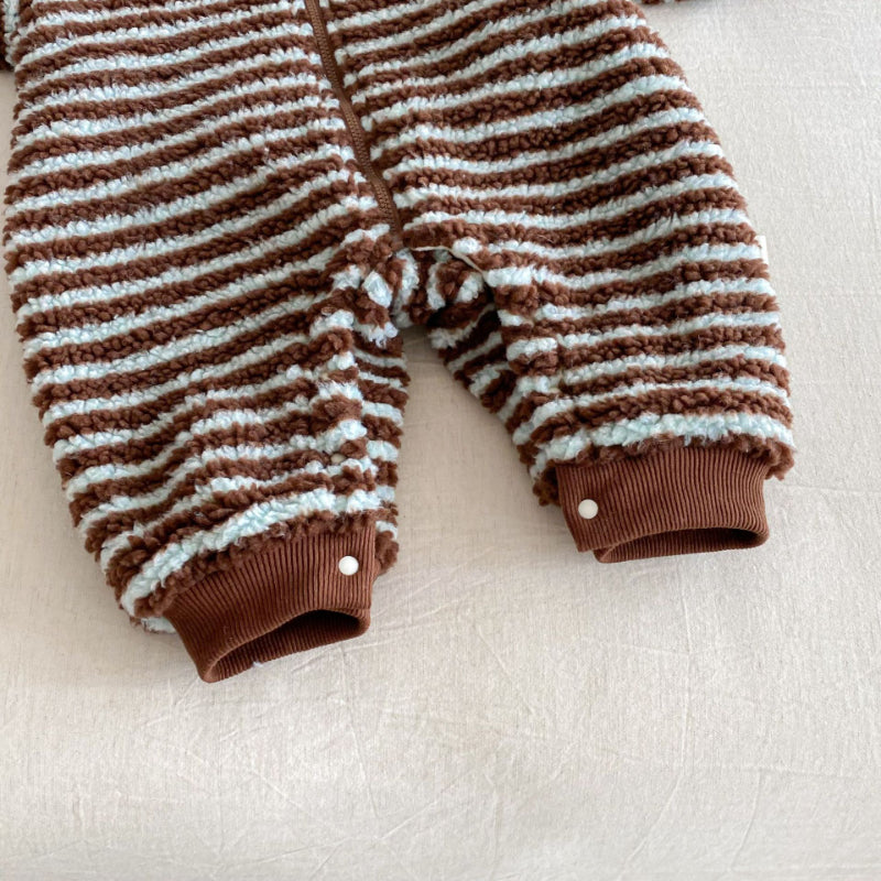 【BABY】ボーダー裏起毛フードカバーオールSK102912