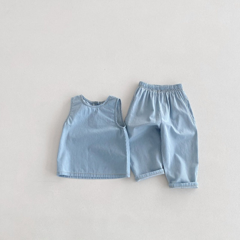 【BABY&KID】夏新作 ノースリーブデニムセットアップSK080207