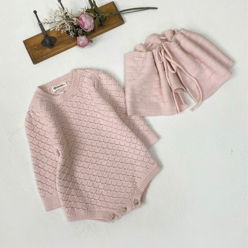 【BABY】透かし編みロンパース&取り外しケープSK102211