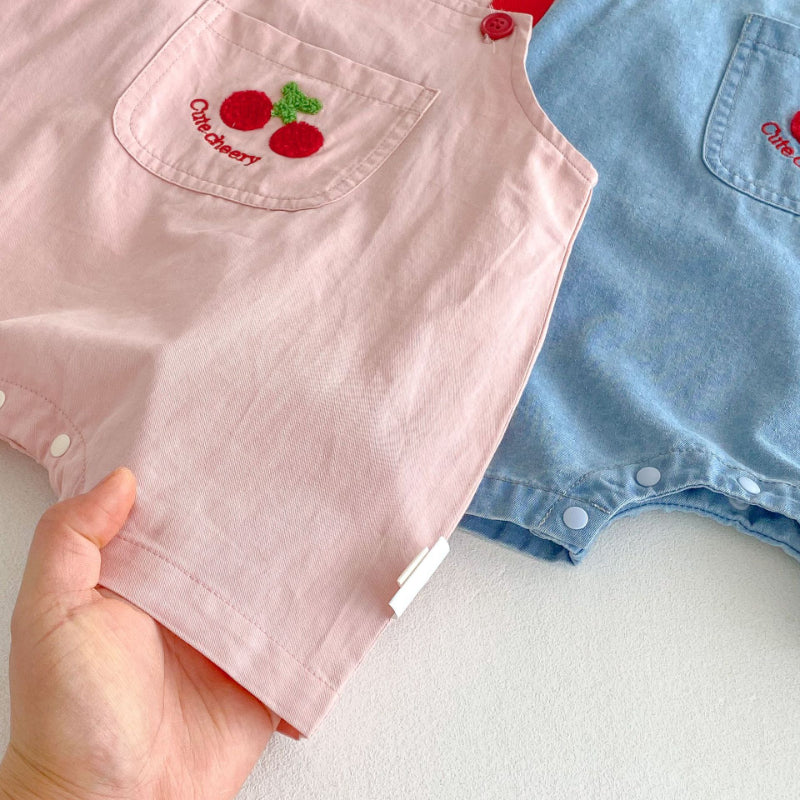 【BABY&KID】夏新作 チェリー柄デニムサロペット、チェリープリントTシャツSK080618