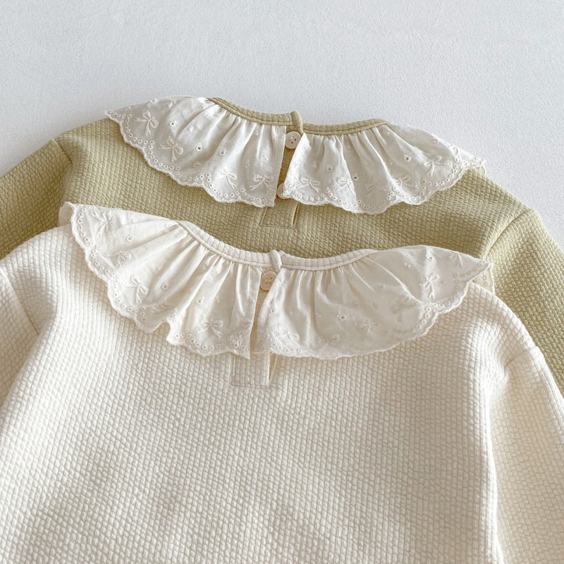【BABY&KID】無地レース襟セットアップSK092716