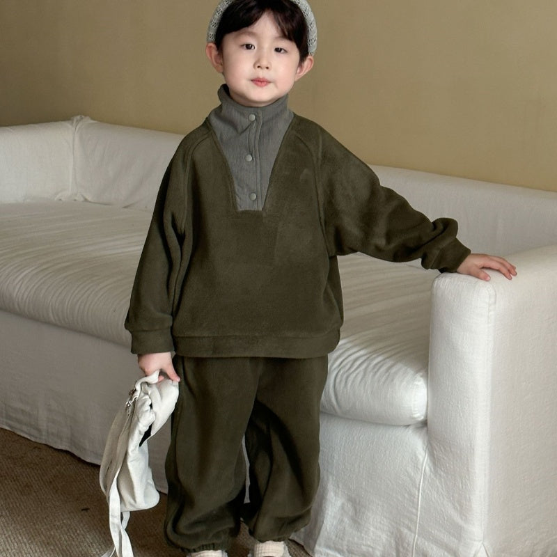 【BABY&KID】冬新作 裏起毛ハイネックセットアップSK102026