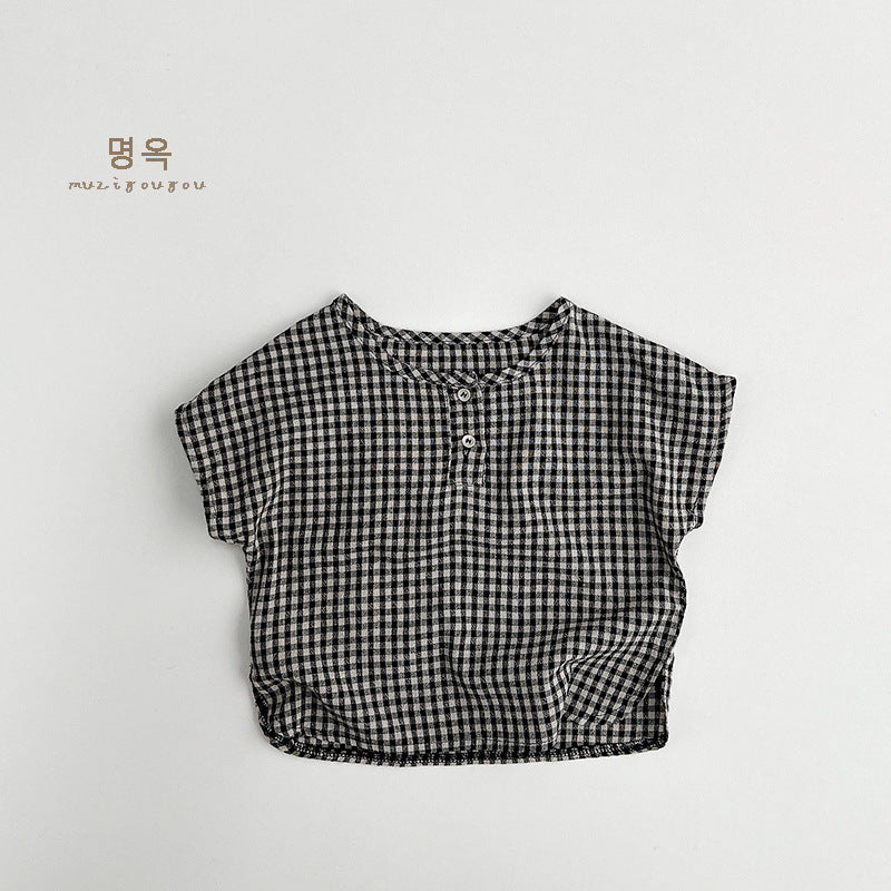 【BABY&KID】夏新作 韓国風チェックシャツSK080816