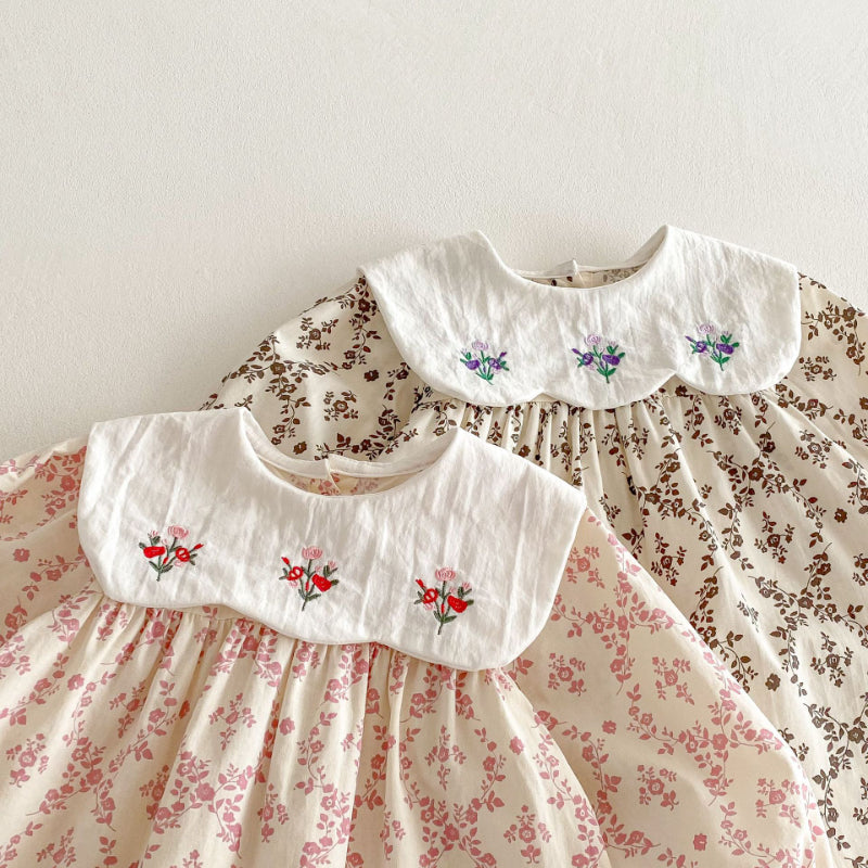 【BABY&KID】韓国風ドールカラー刺繍ワンピースSK011023
