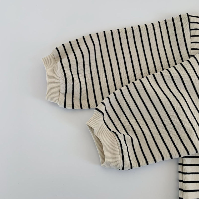 【BABY&KID】胸元スリット入りストライプ長袖SK100518