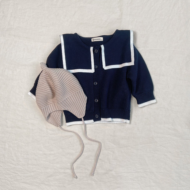 【BABY】くま刺繍ビッグカラーニットカーディガンSK101536