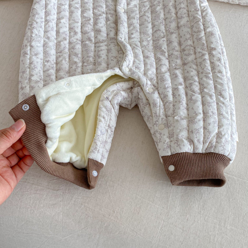 【BABY】冬新作フード付き花柄カバーオールSK102510