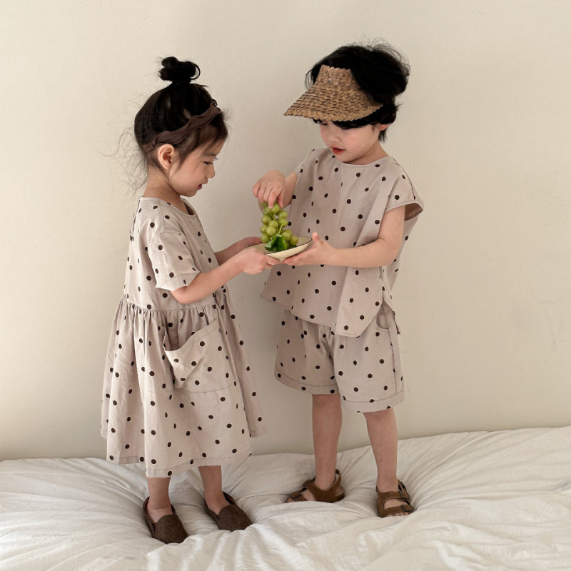 【BABY&KID】夏新作 ノースリーブドットセットアップ、ワンピースSK072109