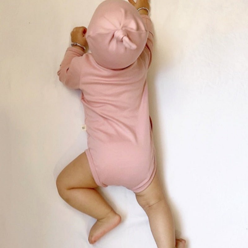 【BABY】北欧風コットンサイドボタンロンパース&帽子SK102320