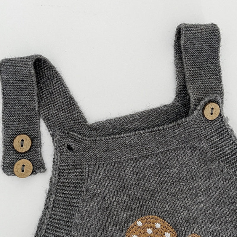 【BABY】きのこ刺繍サロペットロンパース、カーディガンSK101814