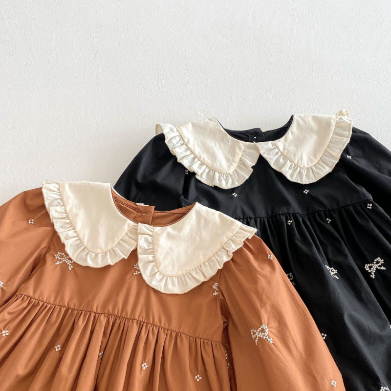 【BABY&KID】レトロ刺繍蝶結びワンピースSK011026