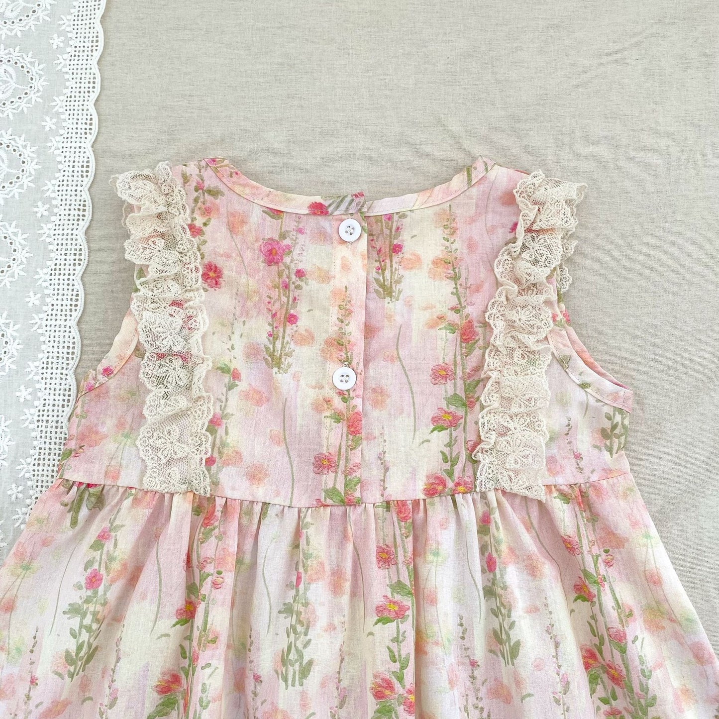 【姉妹服】夏新作 レース小花柄ロンパース、ワンピースSK081617