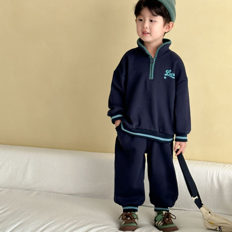【BABY&KID】英字ロゴカジュアルルーズセットアップSK102036