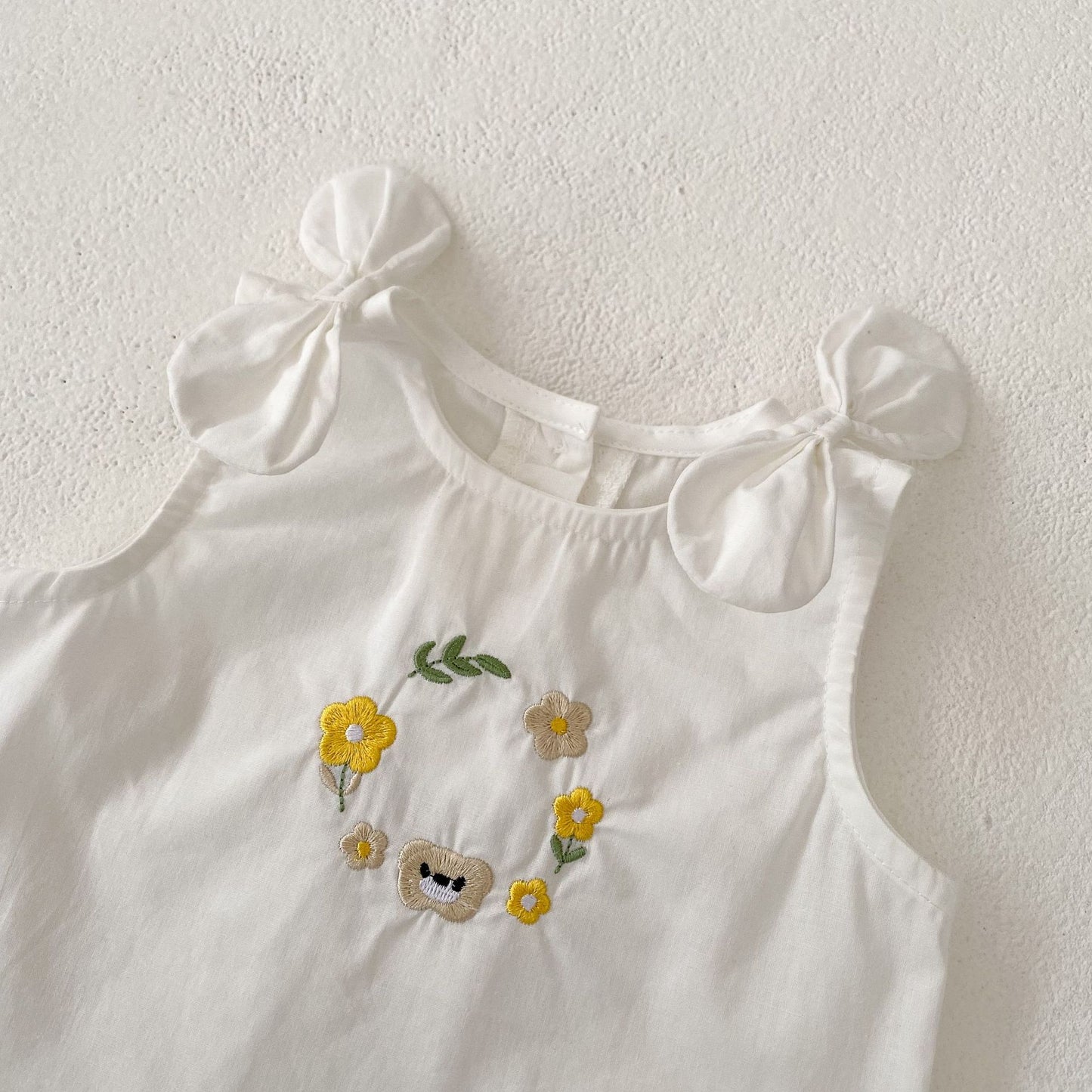 【BABY】夏新作 リボン刺繍ベスト&ショートパンツセットアップSK071608