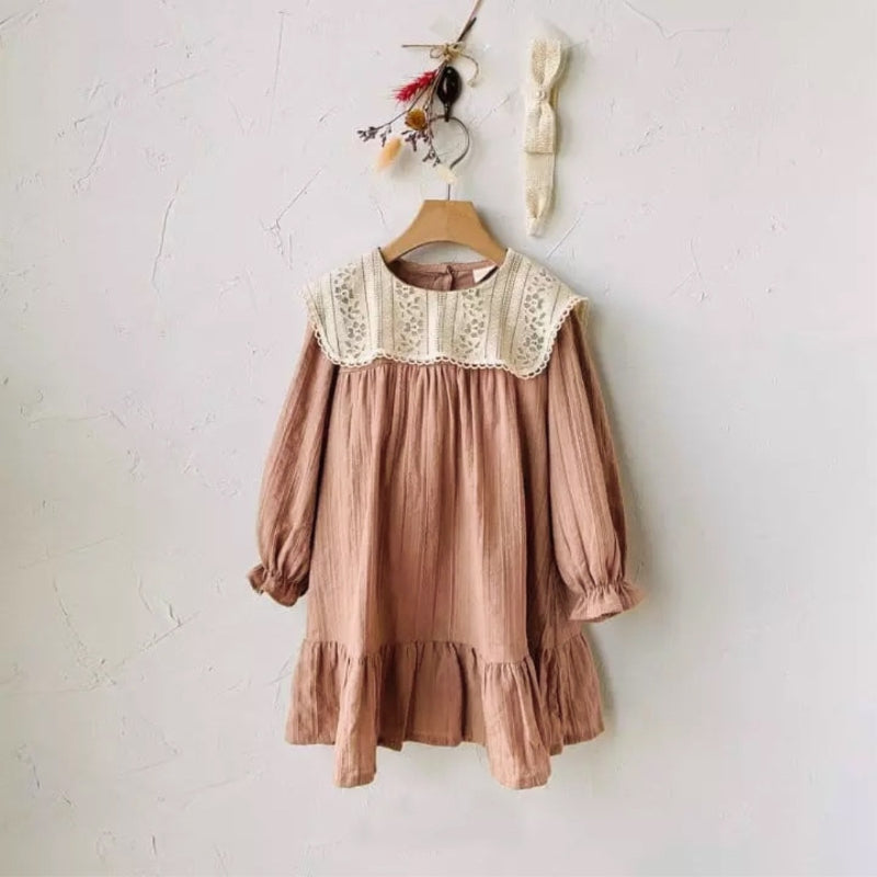 【BABY】レースフリル付ビッグカラー ロンパース、ワンピースSK101509