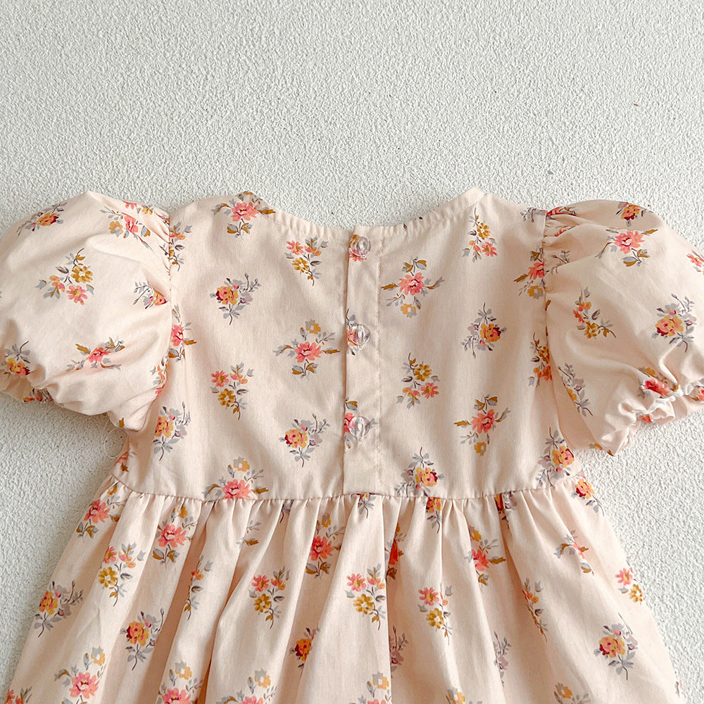 【姉妹服】夏新作 ピンク小花柄ロンパース、ワンピースSK081632