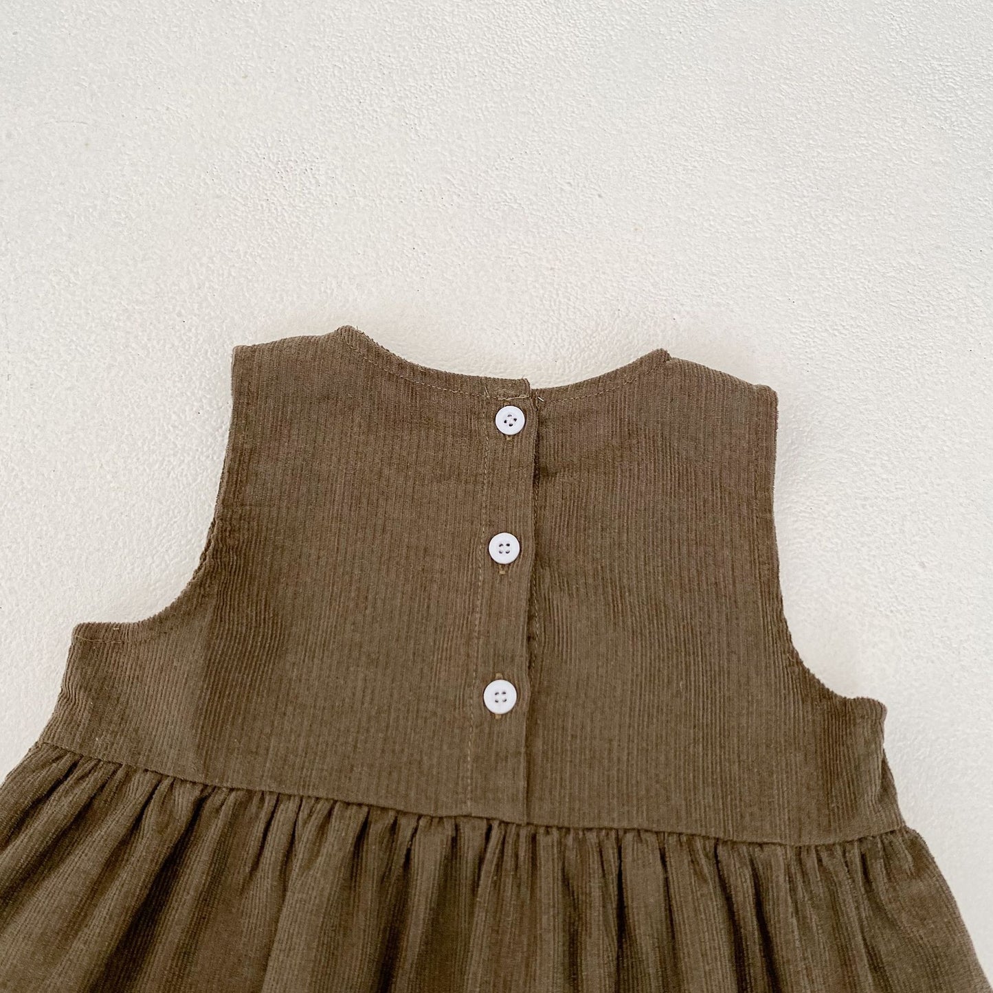 【BABY&KID】コーデュロイアニマル刺繡ベスト&ブルマ、ホワイトトップスSK031301
