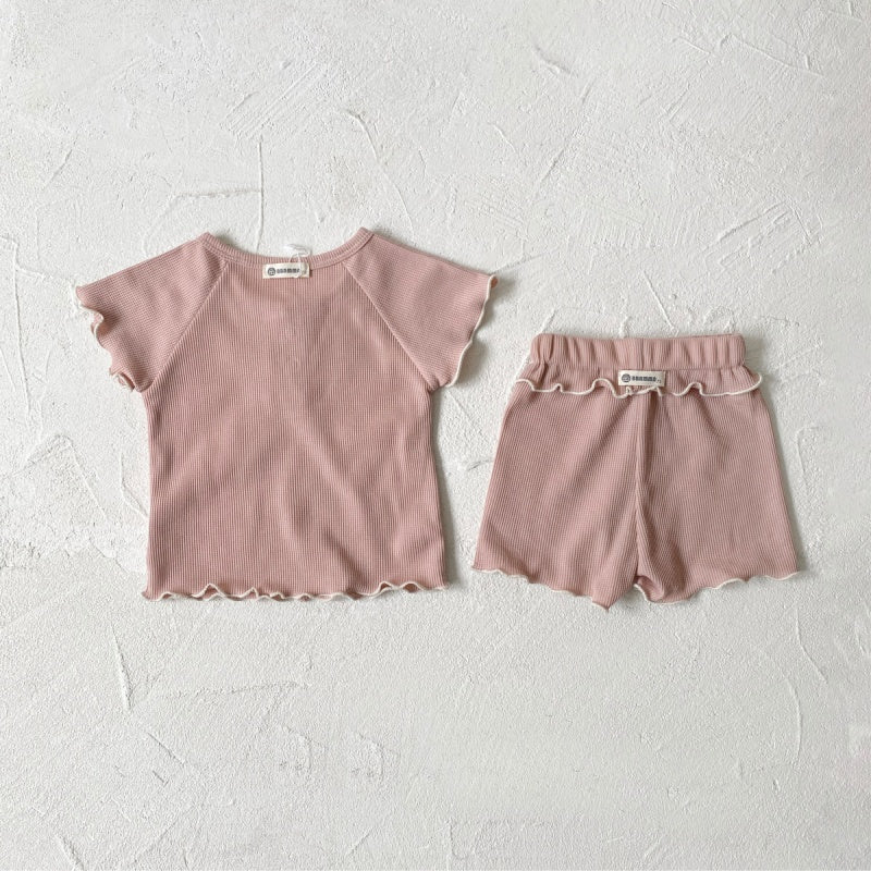 【BABY】夏新作 ワッフルロールヘムセットアップSK080205