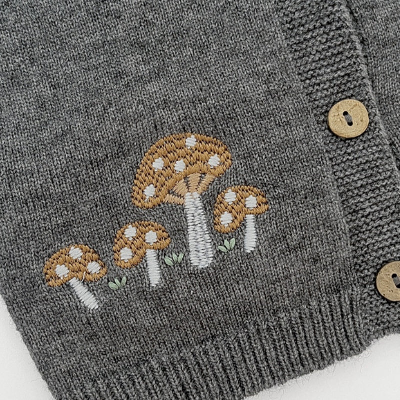 【BABY】きのこ刺繍サロペットロンパース、カーディガンSK101814