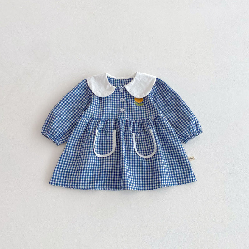 【BABY&KID】花柄刺繍チェックワンピースSK011024