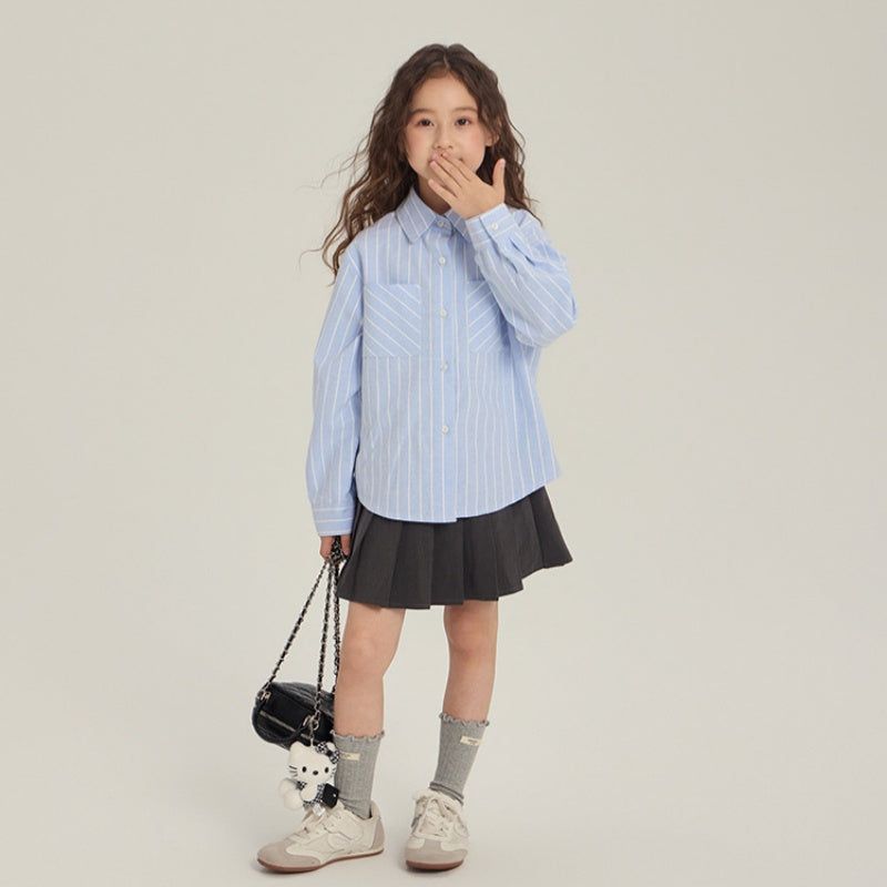 【BABY&KID】リボンスウェット&ボーダーシャツ&スカート3点セットSK102433