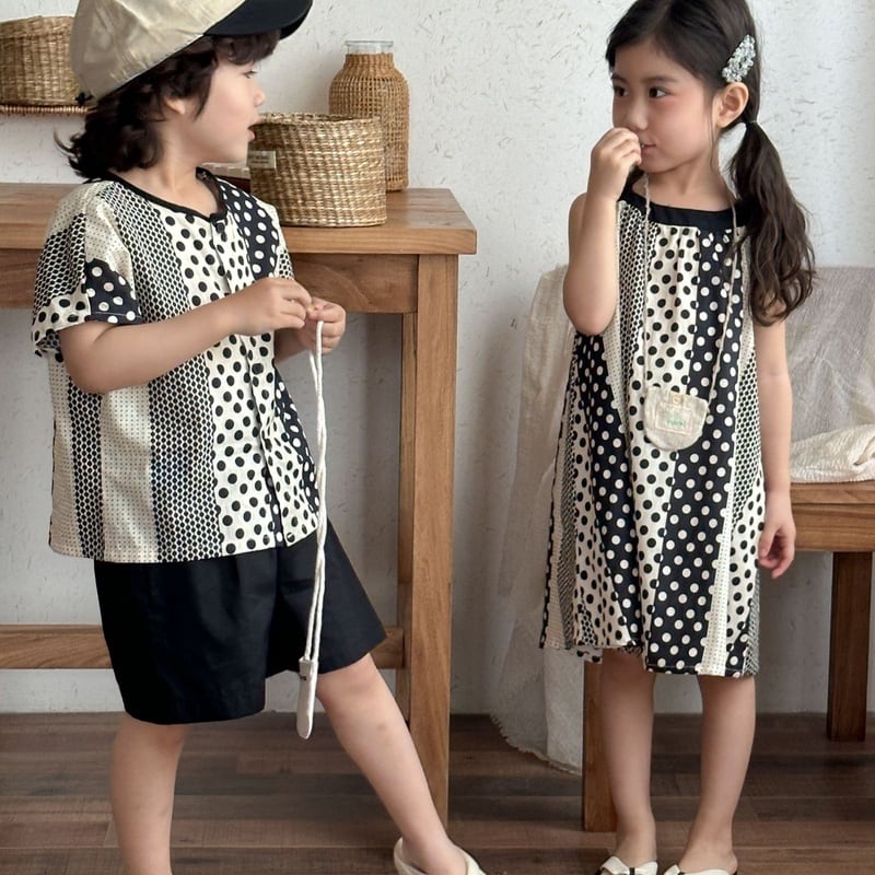 【BABY&KID】夏新作 オシャレドットセットアップ、ワンピースSK0631012