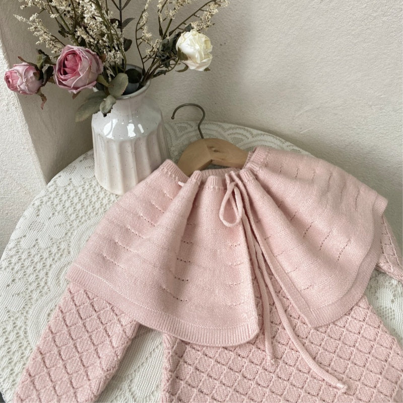 【BABY】透かし編みロンパース&取り外しケープSK102211