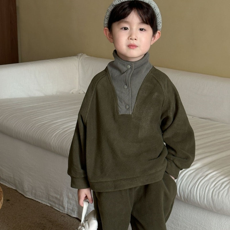 【BABY&KID】冬新作 裏起毛ハイネックセットアップSK102026