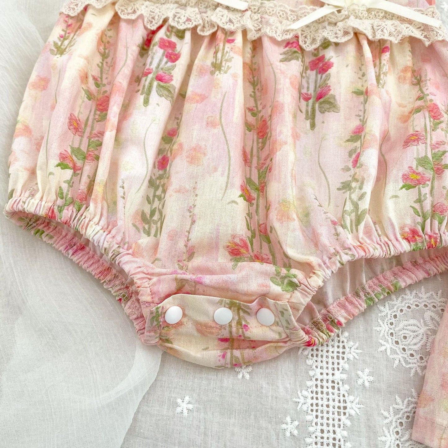 【姉妹服】夏新作 レース小花柄ロンパース、ワンピースSK081617