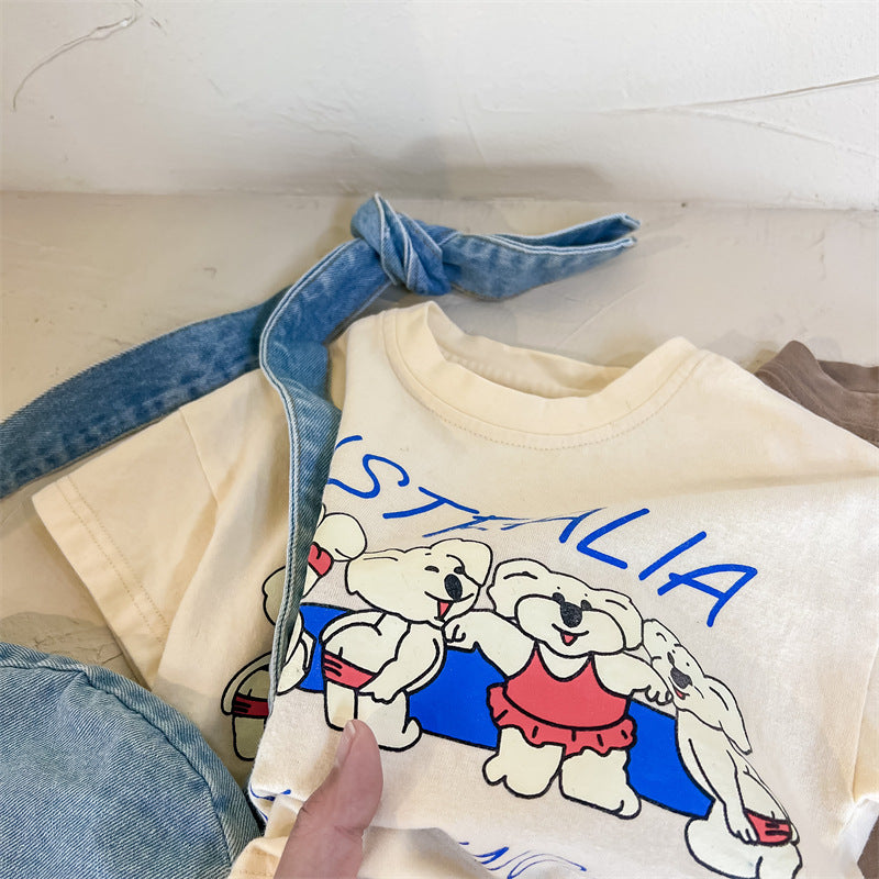 【BABY&KID】夏新作 五つ熊柄TシャツSK091613
