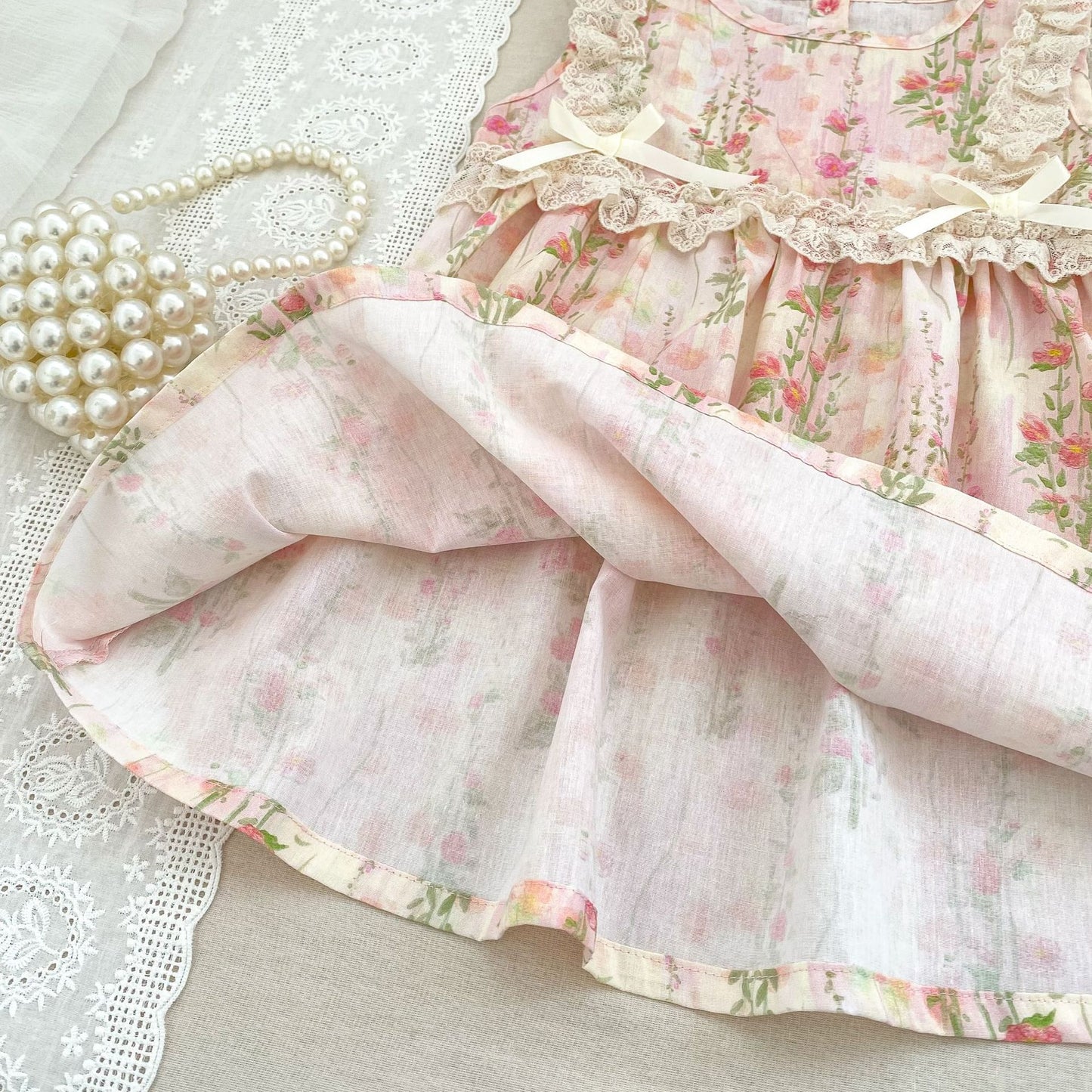 【姉妹服】夏新作 レース小花柄ロンパース、ワンピースSK081617