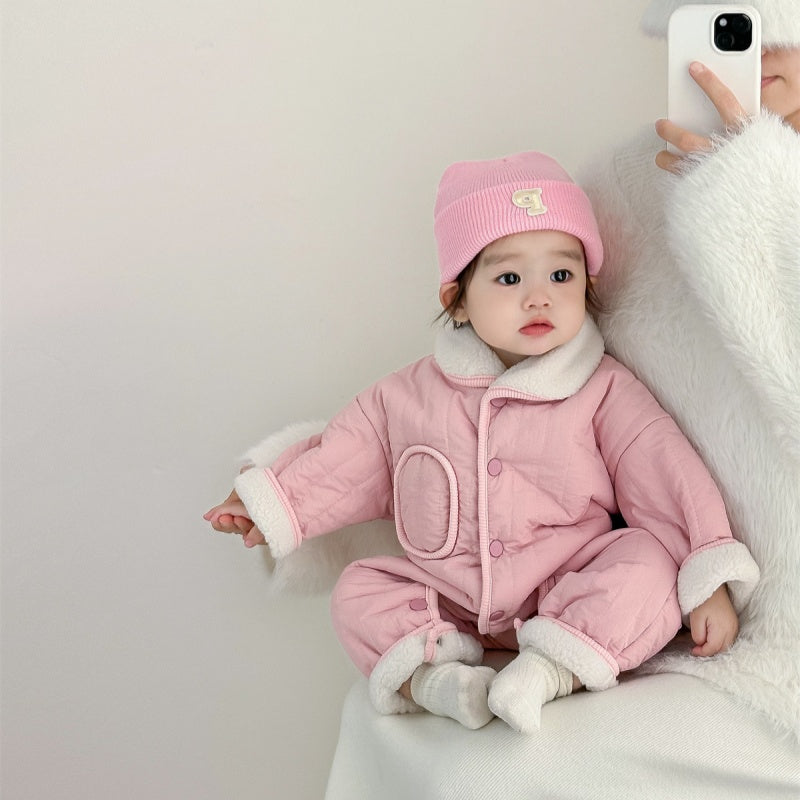 【BABY】冬新作 無地裏起毛カバーオールSK102415