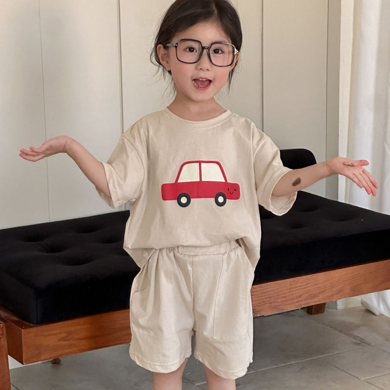 【BABY&KID】夏新作 カートゥーンカーセットアップSK063008