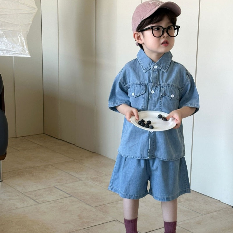 【BABY&KID】夏新作 おしゃれビッグポケットデニムセットSK063014