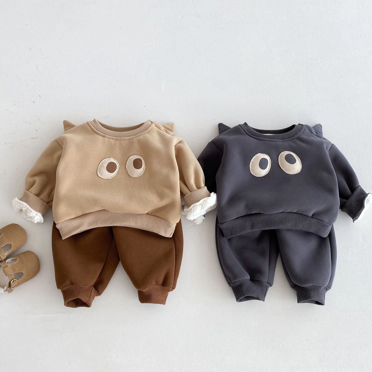 【BABY&KID】冬新作 ビッグアイズ裏起毛セットアップSK11367