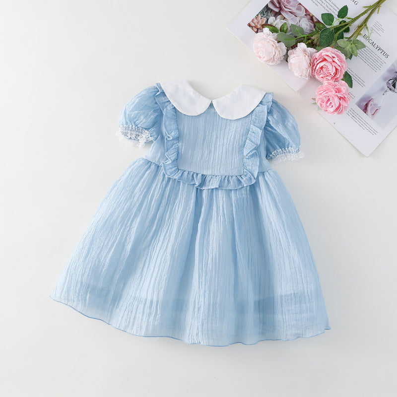 【BABY&KID】夏新作 パフスリーブレースワンピースSKO71108