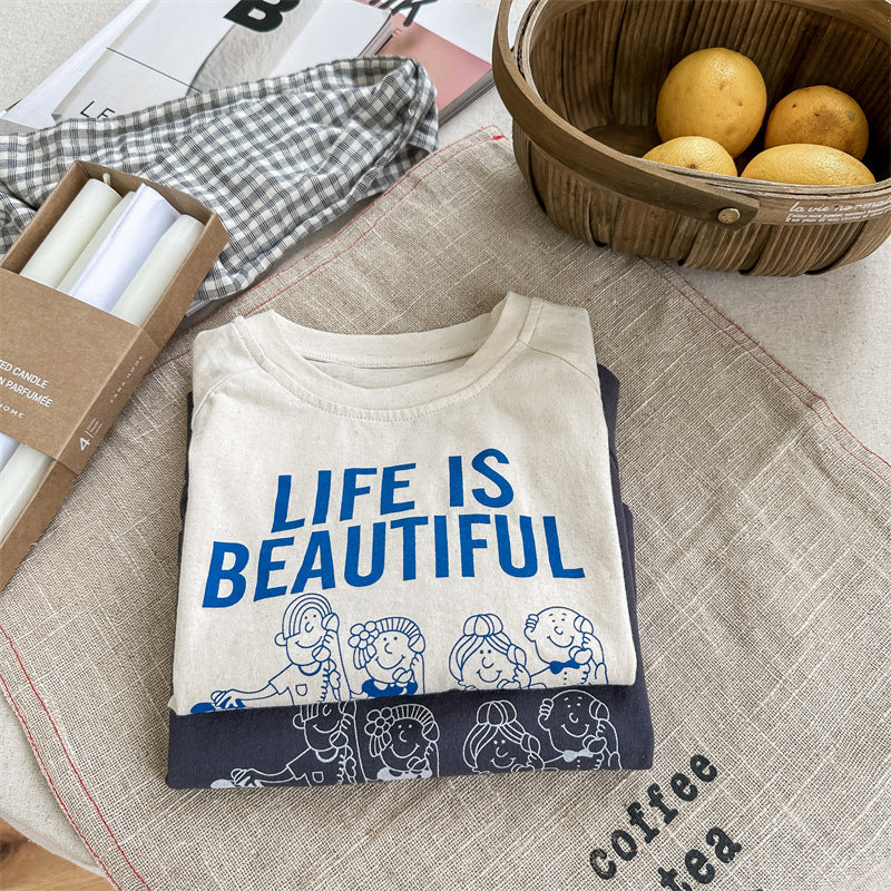 【BABY&KID】夏新作 英字カートゥーン柄プリントTシャツSK091614