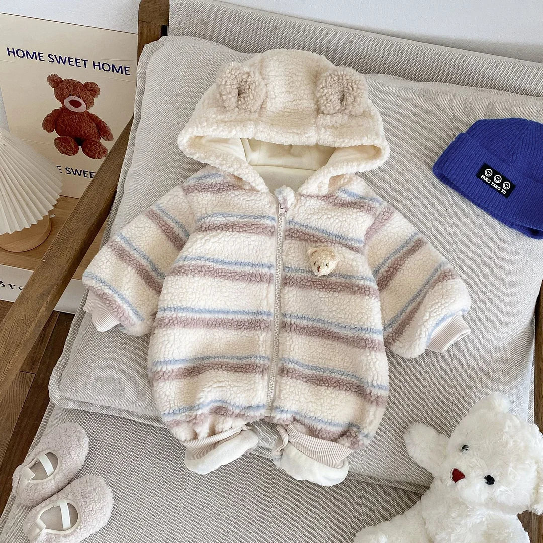 【BABY】冬新作熊柄オールインワンSK11342