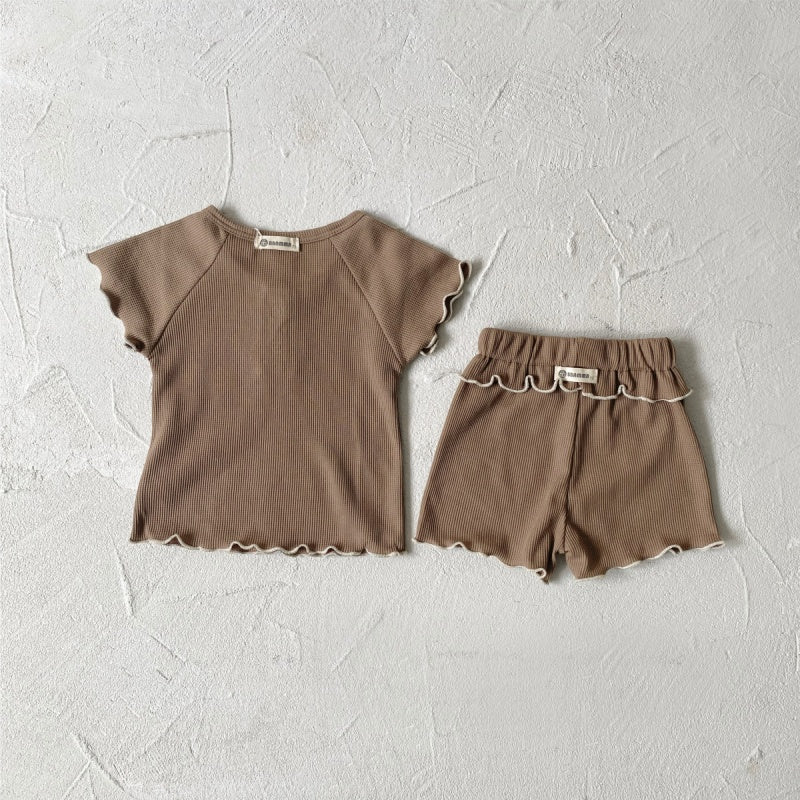 【BABY】夏新作 ワッフルロールヘムセットアップSK080205