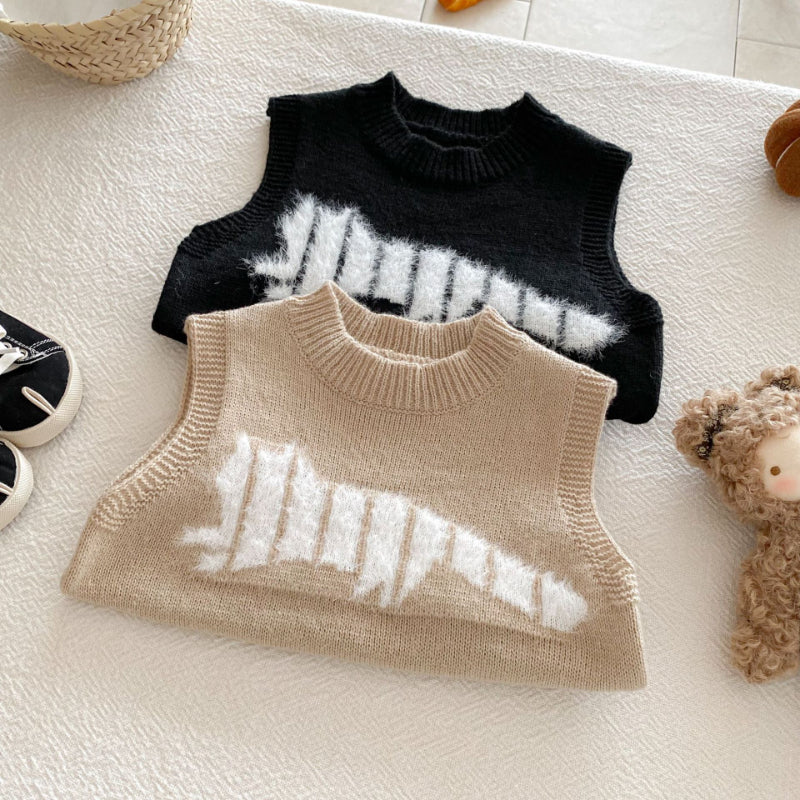 【BABY&KID】猫柄ニットベストSK092918