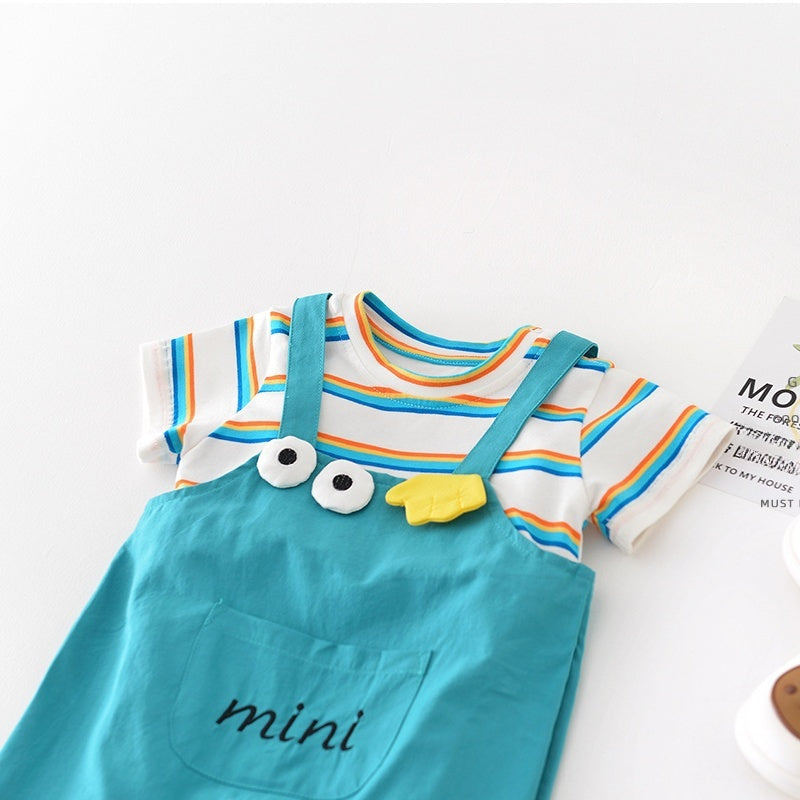 【BABY】夏新作 MINIレインボーストライプ半袖ジャンプスーツSK070813