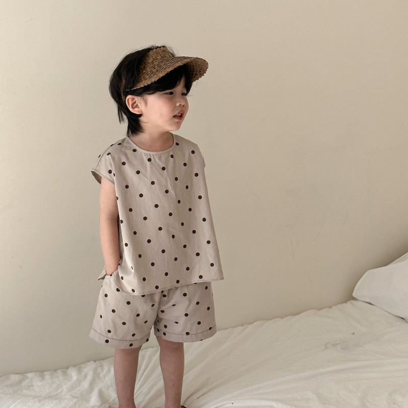 【BABY&KID】夏新作 ノースリーブドットセットアップ、ワンピースSK072109
