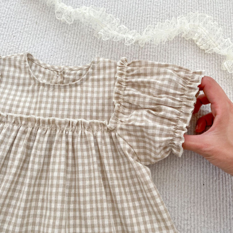 【BABY】夏新作 刺繍、チェック柄セットアップSK072510