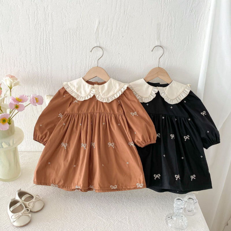 【BABY&KID】レトロ刺繍蝶結びワンピースSK011026