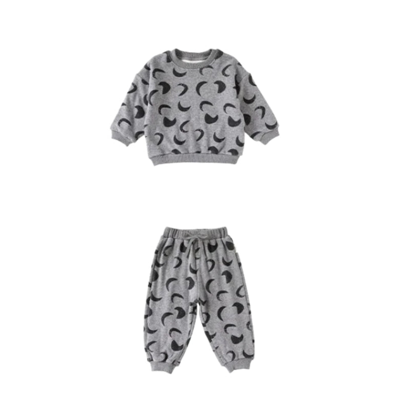 【BABY&KID】北欧風月プリントクルーネックセットアップSK102333