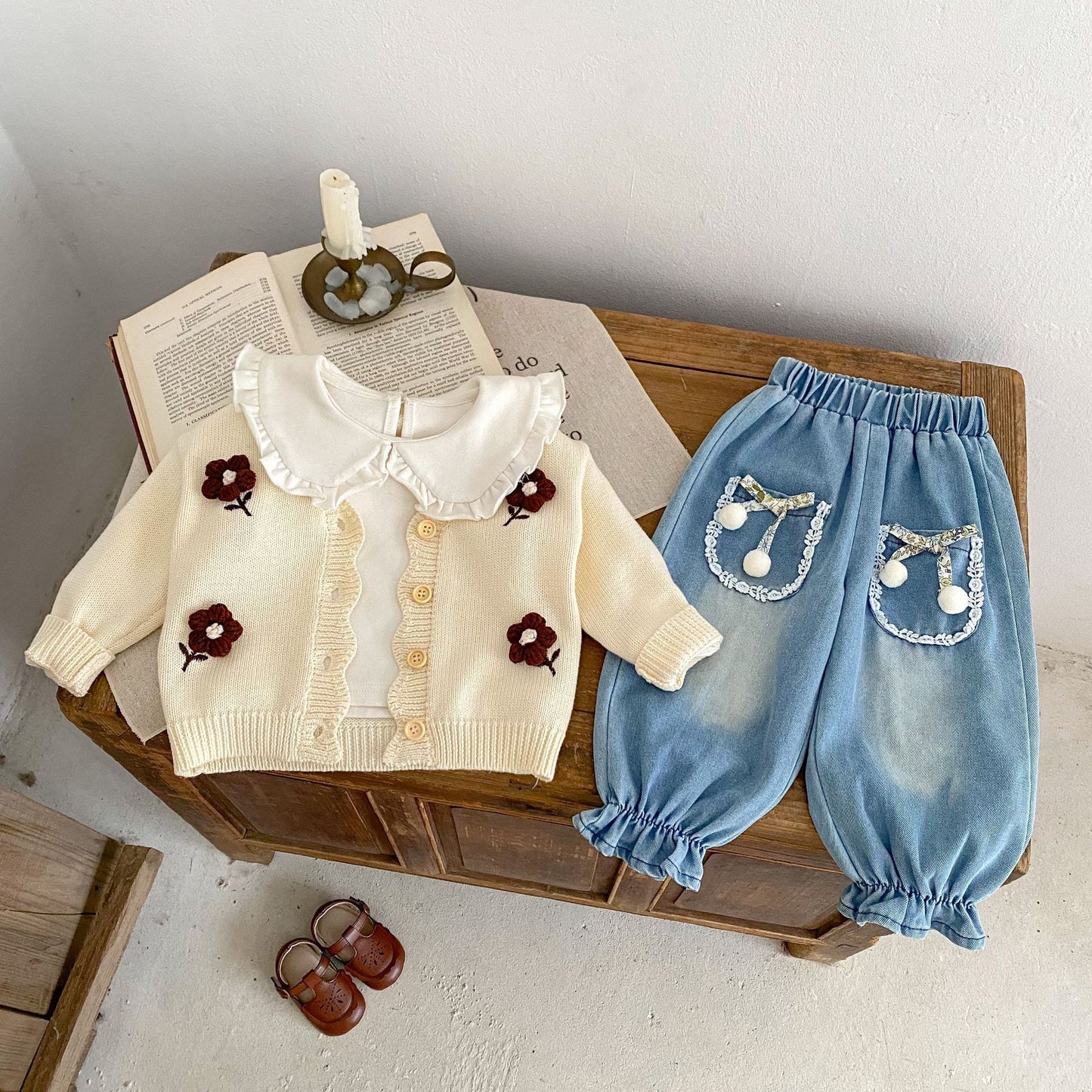 【BABY】フラワー刺繡可愛いカーディガンSK051302