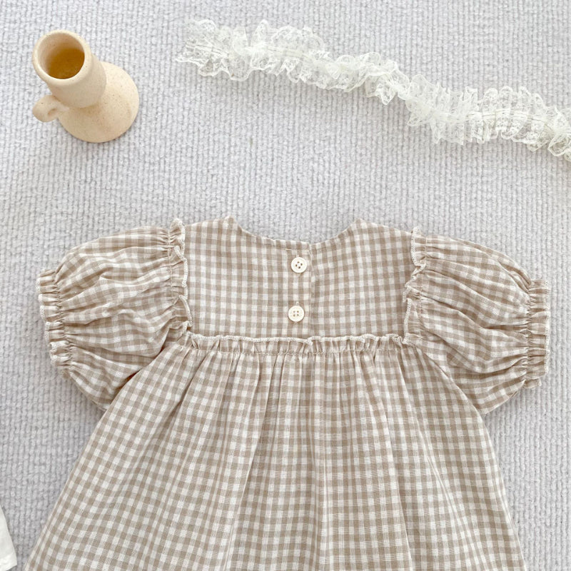 【BABY】夏新作 刺繍、チェック柄セットアップSK072510