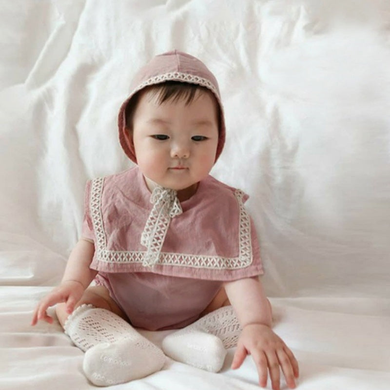 【BABY】夏新作 ビッグラペルロンパース&帽子SK082513